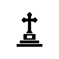 Cross Monument on High Step Representing Religious Landmark