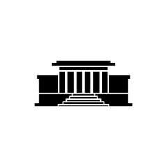 Art Museum with Flat Roof and Wide Stairs Icon Representing Cultural Venue