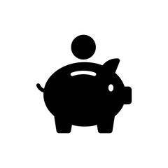 Piggy Bank with Coin Inserted Savings and Money Icon