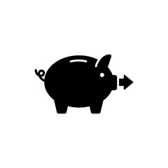 Arrow pointing to piggy bank symbolizing savings and investment