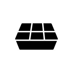 Tray with cut portions of food ready for serving