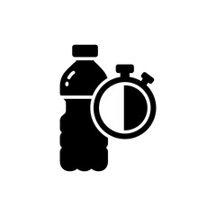 Stopwatch on Water Bottle Representing Hydration Timing Reminder