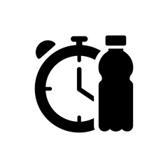 Clock with Water Bottle Icon for Hydration Reminder