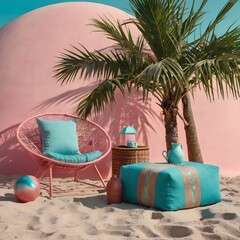 Obraz premium beach chair and palms