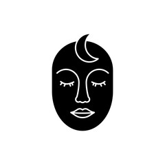 Calm Face with Crescent Moon Icon Representing Peaceful Sleep