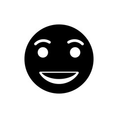 Surprised smile with raised eyebrows facial expression