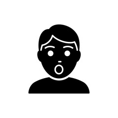 Surprised facial expression with half-closed mouth