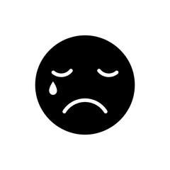 Teary-eyed person with frown and wrinkled forehead showing sadness