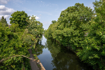 Southall, Greater London, UK: The Grand Union Canal at Southall in London between Norwood Top Lock and Norwood Bottom Lock.