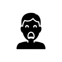 Person with horrified scream and frozen face showing fear