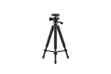 Black tripod stands tall against a transparent background