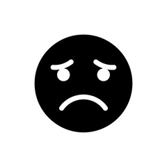 Gloomy face with hunched eyebrows expressing worry and distress