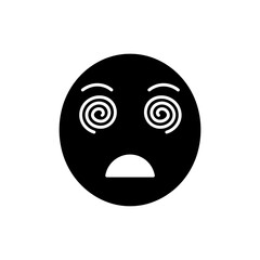 Person with dizzy eyes and open mouth showing confusion