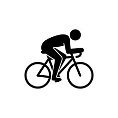 Cyclist Bent Over Handlebars Pedaling Fast on Road