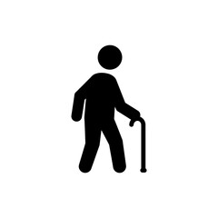 Character Walking With Stick Elderly Support Mobility