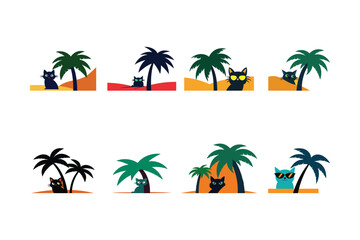 Cat Hiding Beneath Palm Trees