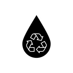 Obraz premium Water droplet with recycling arrows for water conservation concept