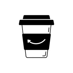 Refillable Cup Icon with Circular Arrow Flow Symbol
