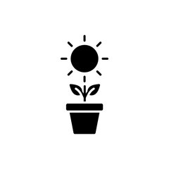 Potted Plant Icon Positioned in Front of the Sun