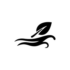 Leaf riding wind wave icon symbolizing natural motion and clean air