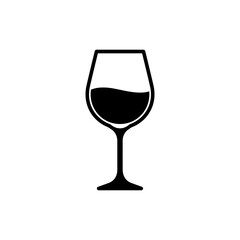 Wine glass icon with half filled liquid level