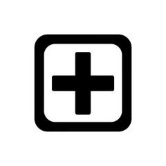 Centered plus sign icon inside a square for add or increase symbol