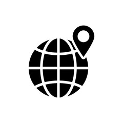 World globe icon marked with location pin