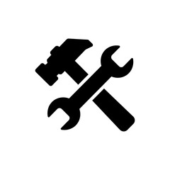 Hammer Crossed with Wrench Icon for Tools Concept
