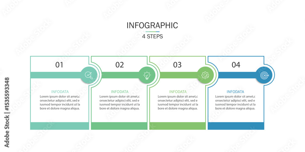 Aufkleber business infographic template timeline with 4 element for presentation. workflow, marketing, plannin
