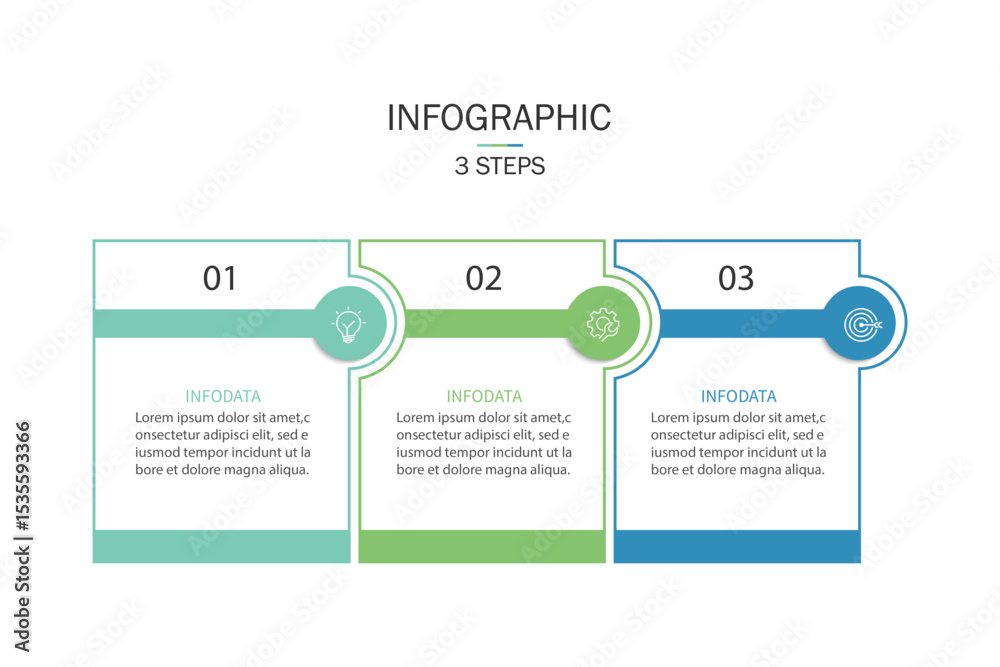 Aufkleber business infographic template timeline with 3 element for presentation. workflow, marketing, plannin