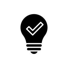 Fototapeta premium Light bulb with check mark icon representing idea approval and success