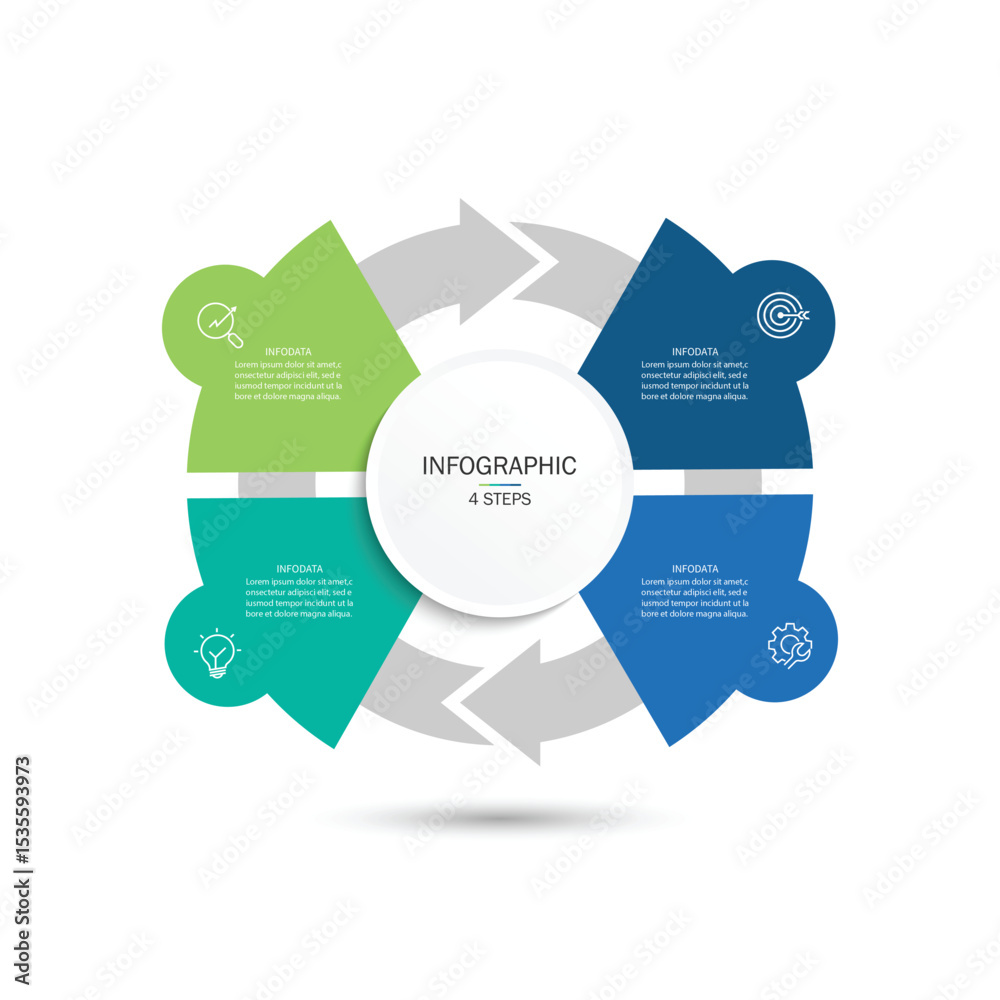 Poster business visualization infographic circle design template with 4 options, steps or processes. busine