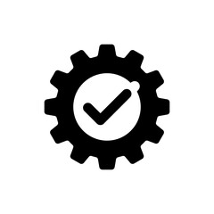 Gear Icon with Checkmark Symbol Settings Confirmed