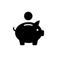 Piggy Bank with Coin in Slot Icon Representing Savings and Finance