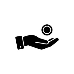 Hovering coin above hand palm representing digital currency concept