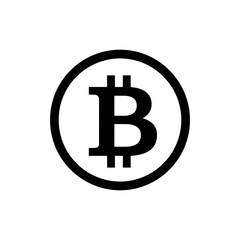 Glowing Circular Bitcoin Cryptocurrency Icon with Neon Effect