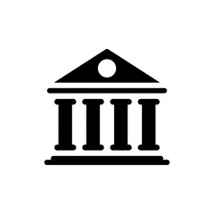 Front facade of bank building with classical architecture