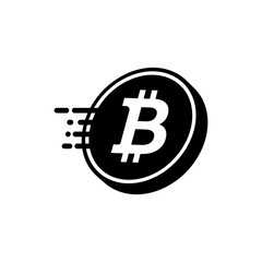 3D Effect Bitcoin Coin In Motion Cryptocurrency Illustration