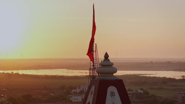 Beautiful aerial footage of Nageshwar Jyotirlinga during sunrise