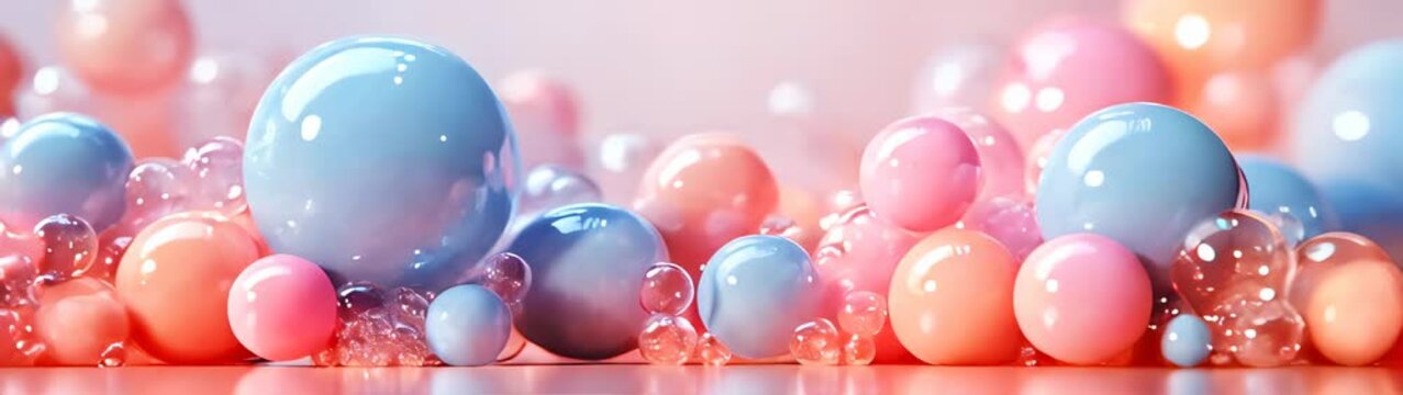 Many balloons  pastel color background