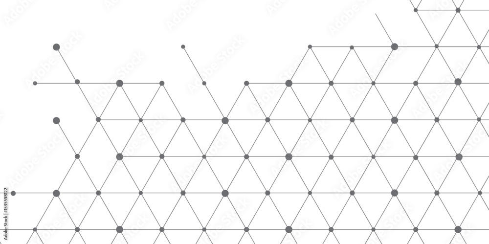 Fototapete Seamless abstract geometric polygonal with dots repeatable pattern swatch background. Black and white rhombus grid pattern Modern vector illustration. digital technology concept structure design.	