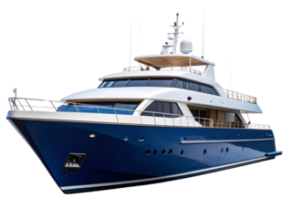 Elegant blue and white boat sleek maritime vessel refined nautical design transparent background