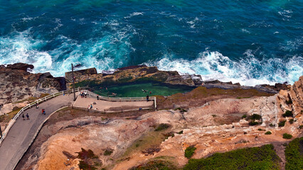 The Bogey Hole ocean pool, Newcastle, NSW, Australien, also known as the Commandant's Baths, is a...