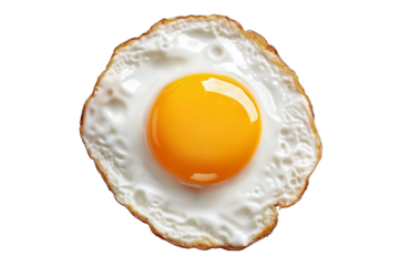 Fried egg sunny side up breakfast food isolated on white background