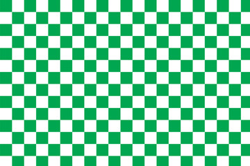 Green checkered pattern background . Vector seamless abstract geometric pattern with green checkerboard. Green and white checkers squares. Vector abstract background.