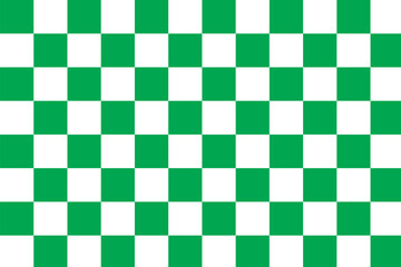 Green checkered pattern background . Vector seamless abstract geometric pattern with green checkerboard. Green and white checkers squares. Vector abstract background.