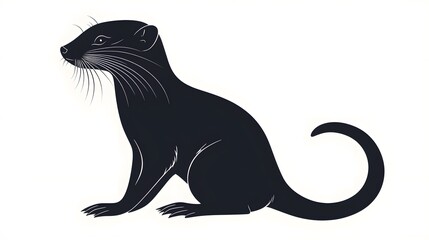 Obraz premium Refined Japanese Weasel Minimalist Vector Silhouette on a Blank Canvas Transparent Backdrop for High Quality Graphic Art