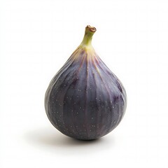 Single ripe fig isolated on a white background showcasing vibrant color