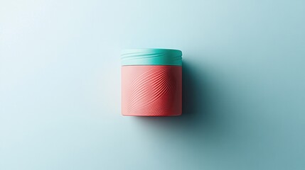 Modern Cosmetic Jar on Soft Blue Background Featuring Elegant Design and Unique Color Combination for Branding Purposes