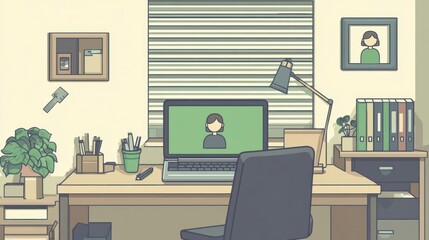 Cozy and Minimalist Home Office Workspace with Laptop, Plants, and Organized Desk Accessories